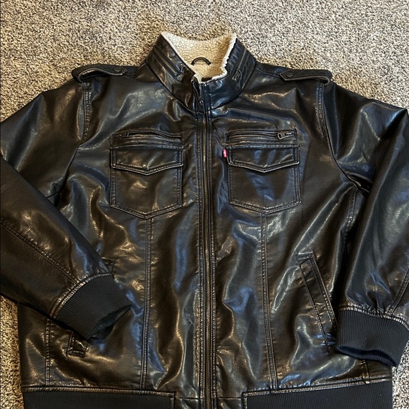 Levi's Black Leather Bomber Jacket